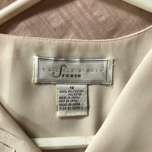 Vintage cream blouse Long sleeve minimal chic - Picture 3 of 3